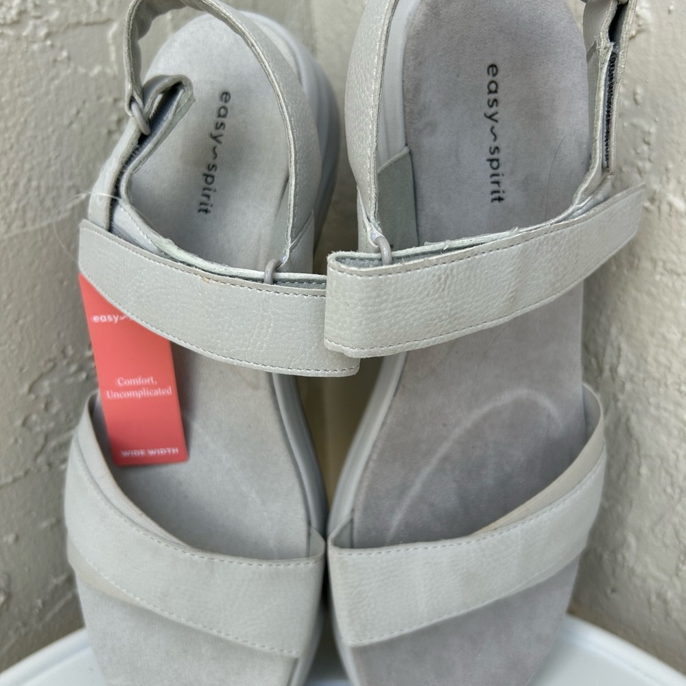 Easy Spirit Draco 3 Comfort Strappy Sandals Slingback Light Grey Size 10